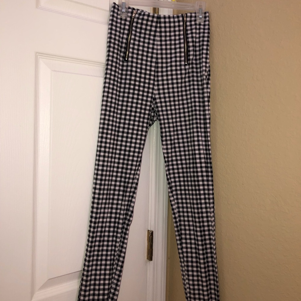 Plaid tight fitting pants